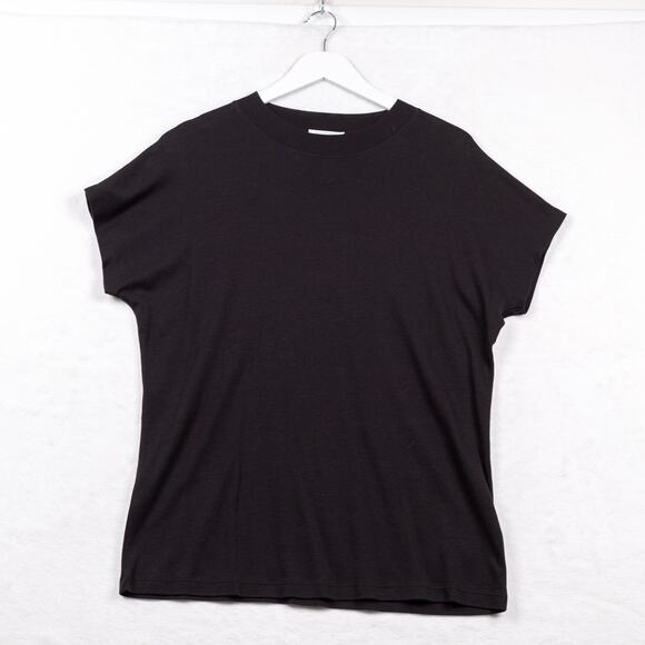 EQUIPMENT Femme Pima Cotton Dolman Sleeve Tee Boxy Essential Minimalist Black L - Picture 1 of 5